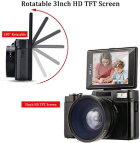 img 2 attached to 📹 Weton Full HD 1080P 24.0MP Video Camera: Flip Screen Vlogging Camera with Retractable Flashlight for YouTube (2 Batteries Included)