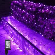 🎃 halloween purple lights net lights: 12ft x 5ft 360 led fairy mesh lights for bushes, gardens, weddings, halloween decor; connectable, timer, 8 modes - outdoor purple mesh lights on green wire логотип