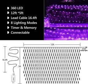 img 1 attached to 🎃 Halloween Purple Lights Net Lights: 12ft x 5ft 360 LED Fairy Mesh Lights for Bushes, Gardens, Weddings, Halloween Decor; Connectable, Timer, 8 Modes - Outdoor Purple Mesh Lights on Green Wire