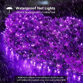 img 2 attached to 🎃 Halloween Purple Lights Net Lights: 12ft x 5ft 360 LED Fairy Mesh Lights for Bushes, Gardens, Weddings, Halloween Decor; Connectable, Timer, 8 Modes - Outdoor Purple Mesh Lights on Green Wire