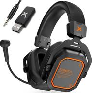 🎧 xiberia s11 wireless gaming headset with 5.8ghz anti-interference, pc, ps5, and ps4 compatibility, noise cancelling microphone, over ear pc gaming headphones with ultra-low latency in orange логотип