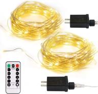 🌟 2 pack fairy lights string plug in, 33 ft 100 micro starry led outdoor lights string with 8 modes timer dimmable, ip68 full waterproof strip light for backyard garden christmas home decor - warm white логотип