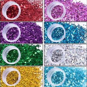 img 2 attached to 🧜 Sparkle like a Mermaid: SIQUK 12 Sets Face Gems Glitter and Chunky Face Glitter Temporary Tattoos for Festival Rave Carnival Party