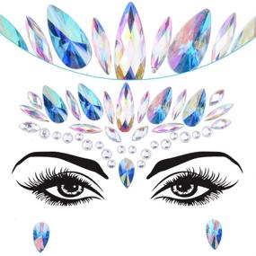 img 3 attached to 🧜 Sparkle like a Mermaid: SIQUK 12 Sets Face Gems Glitter and Chunky Face Glitter Temporary Tattoos for Festival Rave Carnival Party