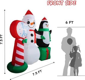 img 3 attached to HOOJO 7.5 FT Outdoor Inflatable Snowman with Penguin Guidepost: Colorful LED Lights for Holiday Decor in Lawn, Yard, Garden