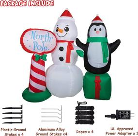 img 2 attached to HOOJO 7.5 FT Outdoor Inflatable Snowman with Penguin Guidepost: Colorful LED Lights for Holiday Decor in Lawn, Yard, Garden