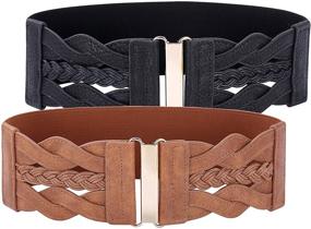 img 2 attached to 💃 Wide Waist Cinch Belt for Women: Elastic & Stretchy, Perfect Retro 50s Style Accessory