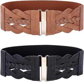 img 4 attached to 💃 Wide Waist Cinch Belt for Women: Elastic & Stretchy, Perfect Retro 50s Style Accessory