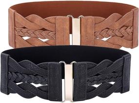 img 3 attached to 💃 Wide Waist Cinch Belt for Women: Elastic & Stretchy, Perfect Retro 50s Style Accessory