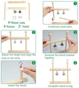 img 2 attached to 🐦 Premium Natural Wood Bird Swing Toys - 8-Piece Set for Small Birds including Parrots, Anchovies, Parakeets, Cockatiel, Conure, Mynah, Macaw - Durable Rope Bungee Bird Toy