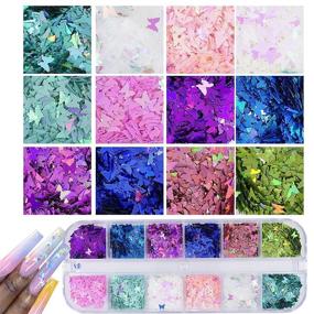 img 3 attached to 💅 Holographic Nail Sequins Mixed Shapes: Iridescent Nail Glitter Flakes, Butterfly, Hearts, Star - DIY Manicure Decorations Set for Nail Art, Crafts, Makeup (Style A)
