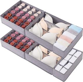 img 4 attached to 🗄️ Qozary 6 Pack Washable Foldable Drawer Organizer: Efficient Closet and Desk Storage Solution for Underwear, Bras, and Socks | Grey Cationic Fabric Dividers