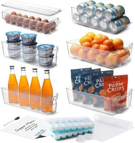 img 4 attached to 🧊 StorageBud Fridge Organizer Set - 14-Piece Clear Acrylic Refrigerator & Freezer Bins - Stackable Storage Solution for Fridges