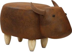 img 4 attached to 🐄 Brown Cow 14" Seat Height CRITTER SITTERS - Animal Print Ottoman with Durable Legs - Nursery, Bedroom, Playroom & Living Room Furniture - Faux Leather Look Décor