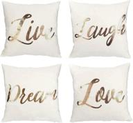 🌹 juvale 4 pack rose gold throw pillow covers for sofa - stylish decorative couch cushion cases for home decor (live laugh love dream, 17 x 17 in) логотип