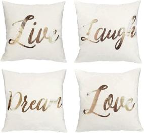 img 4 attached to 🌹 Juvale 4 Pack Rose Gold Throw Pillow Covers for Sofa - Stylish Decorative Couch Cushion Cases for Home Decor (Live Laugh Love Dream, 17 x 17 in)