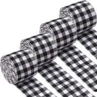 🎁 uratot christmas wrapping ribbon: 4 rolls white and black plaid burlap ribbon for crafts and decorations, christmas tree bows and wreaths logo