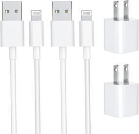 img 4 attached to Apple MFi Certified iPhone Charger, 3FT Lightning to USB Cable (2 Pack) - Fast Charging Data Sync 🔌 Transfer Cord + 2 Pack USB Wall Charger Travel Power Plug - Compatible with iPhone 11/XS/XR/X 8 7, iPad