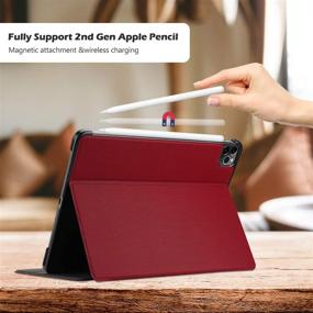 img 1 attached to Чехол ProCase для iPad Pro 11 дюймов 2-го поколения 2020 года и 2018 года с поддержкой зарядки Apple Pencil 2, элегантный защитный чехол-фолио с подставкой для iPad Pro 11 дюймов 2020 2018 года выпуска - красный