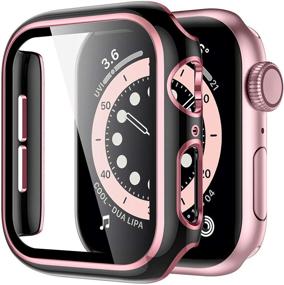 img 4 attached to 🌑 GEAK Full Coverage Screen Protector Case 38mm for Apple Watch Series 3/2/1 - Black Bumper Cover with Pink Edge and Screen Protector for Women Men - Black/Rose Pink Color