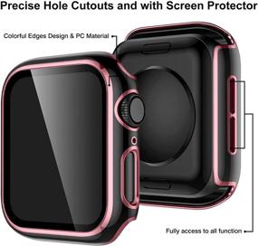 img 2 attached to 🌑 GEAK Full Coverage Screen Protector Case 38mm for Apple Watch Series 3/2/1 - Black Bumper Cover with Pink Edge and Screen Protector for Women Men - Black/Rose Pink Color