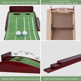 img 1 attached to 🏌️ NAXOBOBO Golf Putting Mat Indoor and Outdoor - Auto Ball Return, Crystal Velvet Mat, and Solid Wood Base