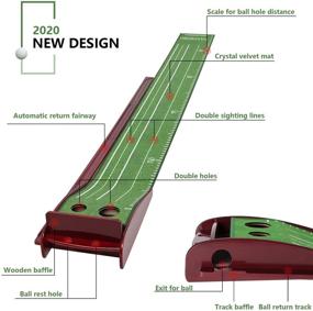 img 3 attached to 🏌️ NAXOBOBO Golf Putting Mat Indoor and Outdoor - Auto Ball Return, Crystal Velvet Mat, and Solid Wood Base