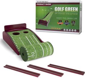 img 4 attached to 🏌️ NAXOBOBO Golf Putting Mat Indoor and Outdoor - Auto Ball Return, Crystal Velvet Mat, and Solid Wood Base