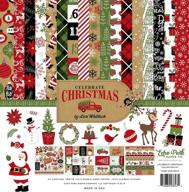 🎄 echo park celebrate christmas collection kit: festive paper set in red, green, tan, burlap, and black logo