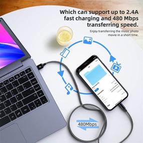img 1 attached to 🔌 High-Quality 3-Pack 10ft Mfi Certified Lightning Cable, Fast Charging Nylon Braided Syncing Cord for iPhone 12 11 Pro Max Xs X XR 8 7 ES and More!