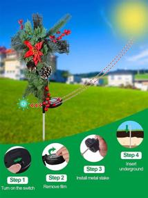 img 1 attached to Christmas Decorations Outdoor Solar Cross Stake Lights - 2 Pack, Waterproof IP65, Auto On/Off, Grave Decorations with 10 LEDs & Pinecones for Garden, Yard, Lawn, Cemetery