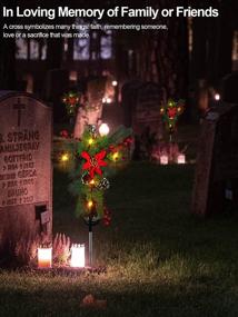 img 2 attached to Christmas Decorations Outdoor Solar Cross Stake Lights - 2 Pack, Waterproof IP65, Auto On/Off, Grave Decorations with 10 LEDs & Pinecones for Garden, Yard, Lawn, Cemetery