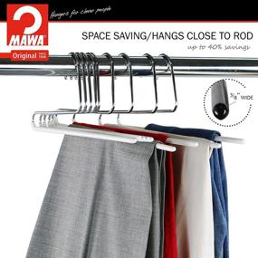 img 1 attached to 🧥 Mawa by Reston Lloyd Non-Slip Reverse Hook Trouser Series Clothes Hanger - Set of 10, White