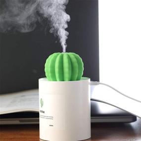img 2 attached to 🌵 Мини увлажнитель воздуха с кулером Cactus Cool Mist - портативный USB-диффузор воздуха для спальни, детской комнаты, дома, офиса, путешествий - автоматическое отключение, 280 мл (белый) - идеальный подарок на Рождество