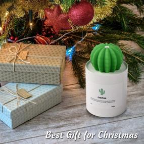 img 3 attached to 🌵 Мини увлажнитель воздуха с кулером Cactus Cool Mist - портативный USB-диффузор воздуха для спальни, детской комнаты, дома, офиса, путешествий - автоматическое отключение, 280 мл (белый) - идеальный подарок на Рождество