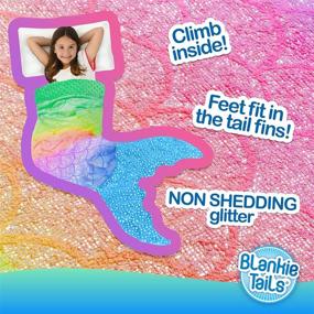 img 2 attached to 🧜 Blankie Tails Mermaid Blanket - Rainbow Glitter Double-Sided Wearable Blanket with Sleep Mask - Perfect for Kids, Adults, and Teens