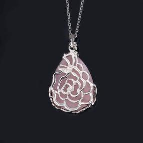 img 1 attached to Women's Healing Crystal Necklace: Natural Stone Pendant on 20" Stainless Steel/Silver Plated Chain