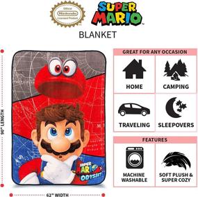 img 2 attached to Franco Kids Bedding Mario Super Soft Micro Raschel Blanket- 62 in x 90 in: A Cozy and Stylish Addition to Every Child's Bedroom