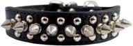 🐶 stylish 8"-10" faux leather spiked studded punk dog collar – perfect for small/x-small breeds and puppies, black, 7/8" wide logo