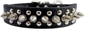 img 3 attached to 🐶 Stylish 8"-10" Faux Leather Spiked Studded Punk Dog Collar – Perfect for Small/X-Small Breeds and Puppies, Black, 7/8" Wide