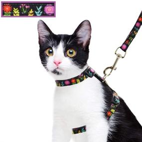 img 4 attached to 🌸 Floral Pattern Cat Harness and Leash Set - Escape Proof, Adjustable and Soft with Safety Strap for Outdoor Walking