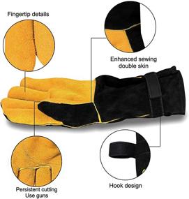 img 2 attached to 🧤 Welding Gloves, Cuwiny 1112°F Heat/Fire Resistant Leather Forge Gloves, Kevlar Stitched with 16-inch Extra Long Sleeve, Fireproof Hook and Loop Tape, Suitable for Mig/Tig Applications