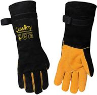 🧤 welding gloves, cuwiny 1112°f heat/fire resistant leather forge gloves, kevlar stitched with 16-inch extra long sleeve, fireproof hook and loop tape, suitable for mig/tig applications logo
