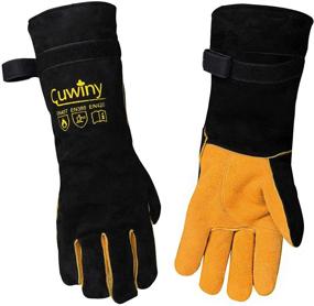 img 4 attached to 🧤 Welding Gloves, Cuwiny 1112°F Heat/Fire Resistant Leather Forge Gloves, Kevlar Stitched with 16-inch Extra Long Sleeve, Fireproof Hook and Loop Tape, Suitable for Mig/Tig Applications