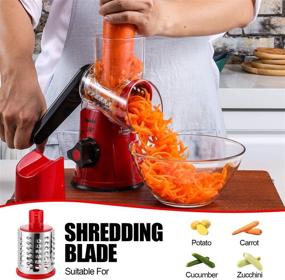 img 1 attached to 🧀 Geedel Rotary Cheese Grater and Kitchen Mandoline Vegetable Slicer with 3 Interchangeable Blades - Easy-to-Clean Rotary Grater Slicer for Fruits, Vegetables, and Nuts