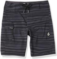 🩲 boys' volcom stripe boardshort in black: trendy addition to boys' clothing logo
