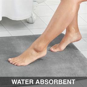 img 3 attached to 🛀 Luxuriously Comfortable Velvet Bath Mat: Genteele Memory Foam, Non Slip & Absorbent Rug Carpet (Grey, 17" X 24")