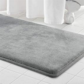 img 1 attached to 🛀 Luxuriously Comfortable Velvet Bath Mat: Genteele Memory Foam, Non Slip & Absorbent Rug Carpet (Grey, 17" X 24")