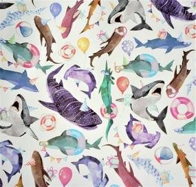 img 1 attached to Shark Party Gift Wrap Flat Sheet - 24x6 inches