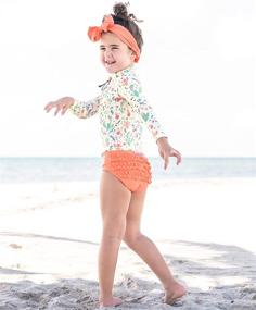 img 2 attached to 👶 RuffleButts Baby Girls/Toddler Girls Long Sleeve Rash Guard Swimsuit Set with UPF 50+ Sun Protection and Zipper Closure